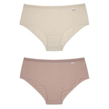 Imagem de Kit Calcinha Feminina 2 Peças Del Rio Cós Largo Cotton Algodão, Rosa, 