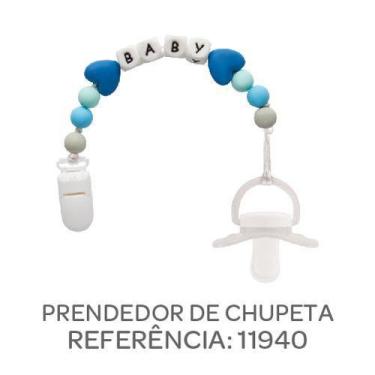 Imagem de Prendedor De Chupeta Em Silicone Azul +3 BUBA