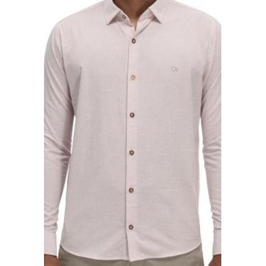 Imagem de Camisa Ogochi Casual Slim Efeito Linho Rosa:, Rosa, GG