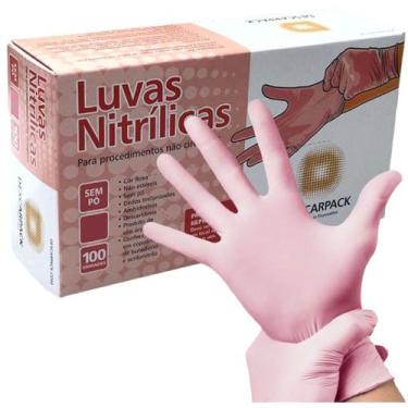 Imagem de Luva Nitrilica Rosa Sem Po Tamanho P Caixa com 100 Unidades - DESCARPA