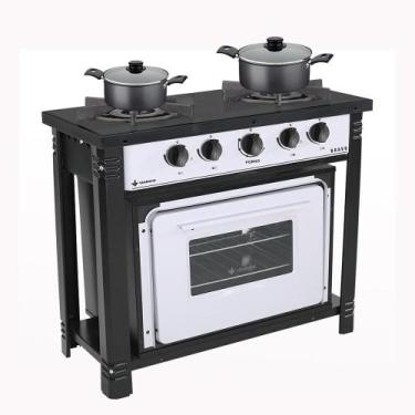 Imagem de Fogão Industrial 2 Bocas com Forno Bravo Branco Venâncio + 2 Caçarolas