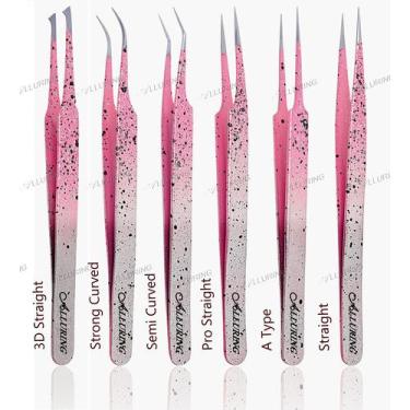 Imagem de Pinça de extensão de cílios Sealuring Strong Curved Silver Pink - Allu