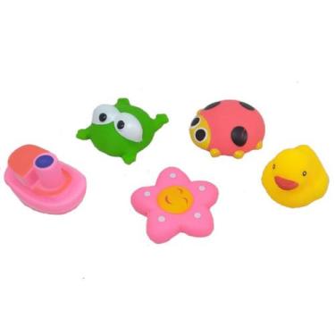 Imagem de Coleção Bichinhos Vinil Coloridos P Banho 5 Itens E Bolsa - Etitoys