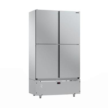 Imagem de Mini Câmara para Resfriados Mcr4p 4 Portas 744L 0 a 7°C Ar Forçado Motor Inferior Inox 110V Refrimate