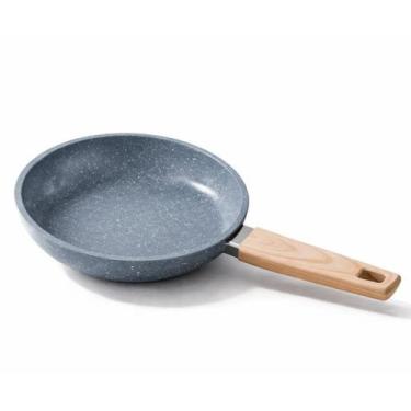 Imagem de Frigideira Fogão Indução Vitrocerâmica 22cm Cinza Antiaderente Fundo T