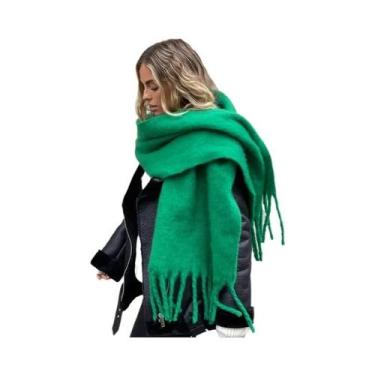 Imagem de Cachecol De Luxo Feminino Em Cashmere Com Design Xadrez Arco-Íris, Gro