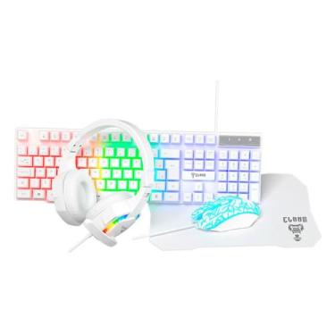 Imagem de Kit Combo Gamer 4 em 1 Clanm Nightmare Snow Branco RGB LED Rainbow - T