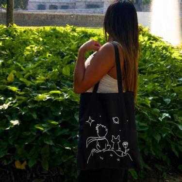 Imagem de Bolsa Ecobag  100% algodão Black Estampa Pequeno Príncipe  - CARIOCA M