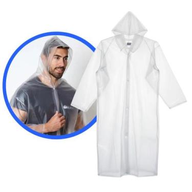 Imagem de Capa de Chuva Resistente Transparente PVC Laminado Com Capuz Para Chuv