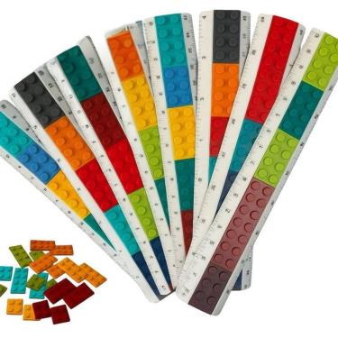Imagem de Régua com Blocos de Montar First Bikes Kit com 12 Réguas 15cm com Blocos Coloridos para Encaixar Plástico