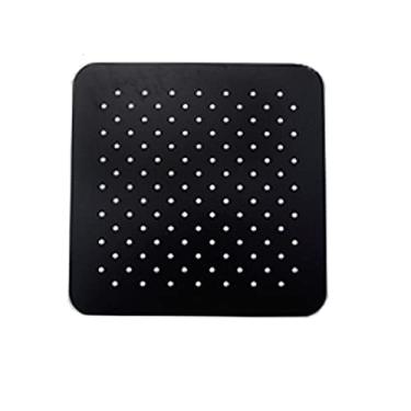 Imagem de Banheira superior de aço inoxidável redonda e quadrada de 8/10/12/16 polegadas, chuveiro com efeito de chuva e corrimãos, chuveiro preto fosco, cabeça quadrada de 12 polegadas