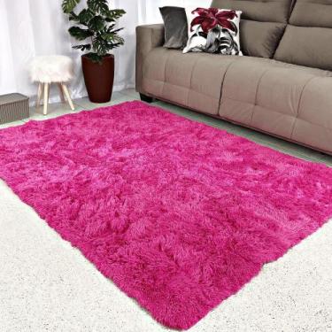 Imagem de Tapete Decorativo Peludo Macio Sala E Quarto Pink Liso 1,00X1,40 - R&A