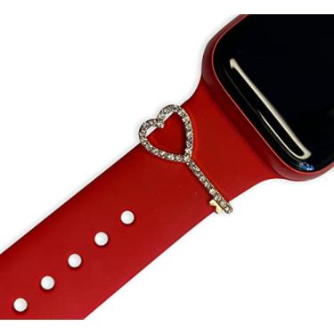 Imagem de Charm Berloque Pin Strass Anel Símbolos Pingente Patas Coração Kits Love, Compatível com Pulseiras para Apple Watch (Chave - Rose)