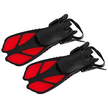 Imagem de Barbatanas de natação ajustáveis, comprimento 40 cm de comprimento nadadeiras de mergulho tamanho americano ML/XL 9-13 TPR + PP barbatanas de snorkel vermelho para mergulhador para mergulho
