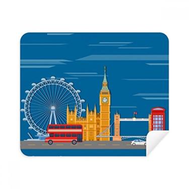 Imagem de London Eye Double Decker Buses Graffiti Pano de limpeza Limpador de tela 2 peças Tecido de camurça