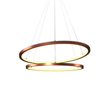 Imagem de Lustre Pendente Orluce Tabat OR1796 com 2 Aros 50/40cm Cobre Led Bivolt