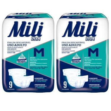 Imagem de Fralda Geriátrica Mili M 2 Pacotes de 9 Fraldas Super Gel