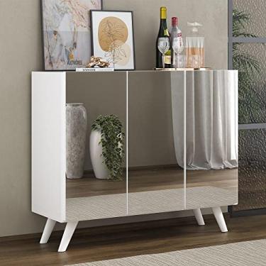 Imagem de Aparador Buffet 3 Portas com Espelho Retrô Vegas Multimóveis Mp1013 Branco