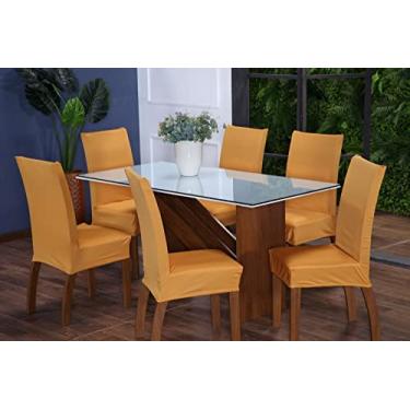 Imagem de Capa Para Cadeira Sala de Jantar Luxo 4 Unidades - Mostarda