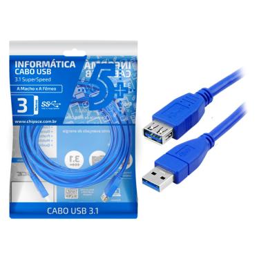 Imagem de Cabo Extensor USB 3.1 SuperSpeed - 3 metros - Chip Sce 018-7723