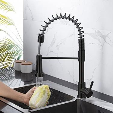 Imagem de Torneira de cozinha preta fosca montada no deck torneira misturadora de 360 ​​graus de rotação pulverizador bico de pia de cozinha torneiras quentes e frias, black2, china