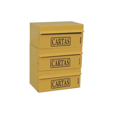 Imagem de Caixa Correio Condomínio Frontal Para Muro Amarela 3 Módulos