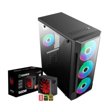 Imagem de Gabinete C3147 Gamer + Fonte 500w 80 Plus - Brazilpc- C/ Lateral de Vidro
