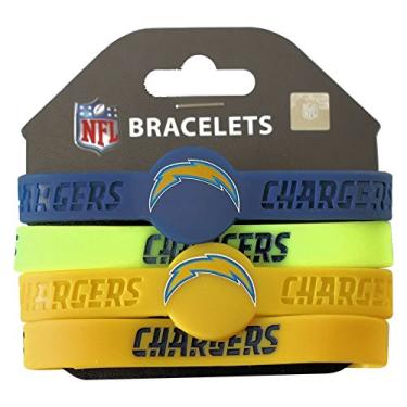 Imagem de Aminco Pulseiras de silicone NFL Los Angeles Chargers, pacote com 4