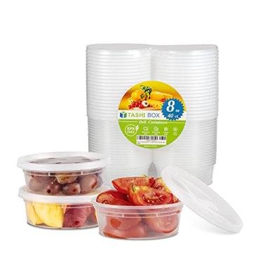 Imagem de TashiBox Lancheiras de salada para congelador e armazenamento de alimentos, 236 ml - 40 recipientes e tampas, livre de BPA