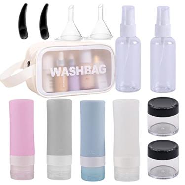 Imagem de Wemay Conjunto Portátil de Artigos de Toalete de Viagem Saco de Armazenamento de Lavagem Garrafas de Enchimento Garrafas de Creme Garrafas de Spray Funis Colheres de Creme Alta Vedação