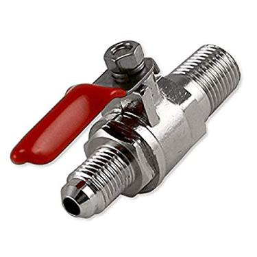 Imagem de Bev Rite Válvula de desligamento MFL de ar / CO2 rosca de 0,6 cm - 1/4 NPT x 0,6 cm rosca MFL, 0,6 mm rosca MFL, prata