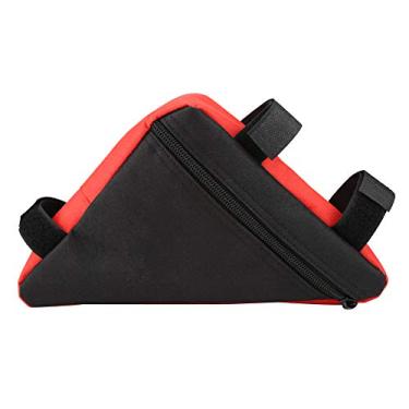 Imagem de Bolsa de armazenamento de bicicleta, bolsa de quadro triangular de bicicleta de tecido Oxford, bolsa de tubo frontal de quadro de bicicleta de libera??o r¨¢pida, bolsa triangular(Black+Red), bolsa