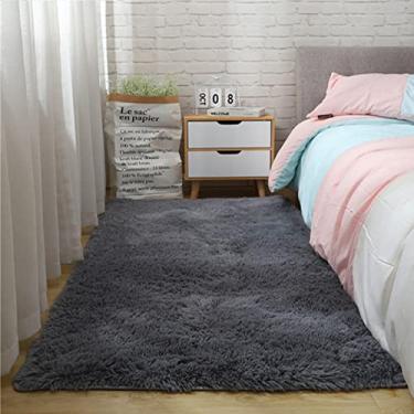 Imagem de Tapete de área macio para quarto, tapetes fofos, tapete felpudo sala de estar, tapetes peludos meninas meninos crianças desgrenhados bebês pelúcia tapetes de dormitório cinza 55 polegadas x 79 polegadas