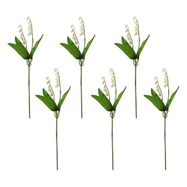 Imagem de Tingpai 6 pçs flor a ficial lírio do vale convallaria maj s flores de casamento pa buquê de noiva deco ções de casamento