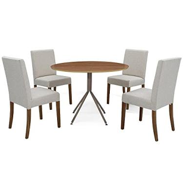 Imagem de Conjunto Mesa de Jantar com 4 Cadeiras Desmontáveis Herval Slim, Jequitibá e Bege