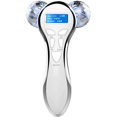Imagem de Massageador facial 4D microcorrente 4D, rolo de beleza elétrico recarregável, massageador corporal para anti-envelhecimento, melhora o contorno facial, redução de tom de pele e firmeza da pele (branca)