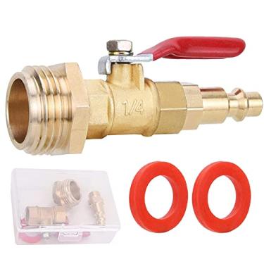 Imagem de Kit adaptador de sopro BingSnow RV Winterize – plugue macho de conexão rápida de 1/4" e rosca GHT macho de 3/4", ajuste rápido de inverno com válvula de esfera e 2 peças de arruelas para reboque de barco Winterize RV