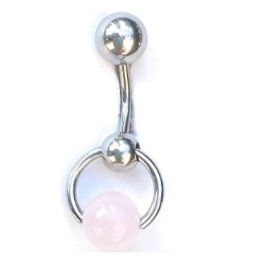 Imagem de Barra de piercing Love Stone com pedra de quartzo rosa VCH., Metal