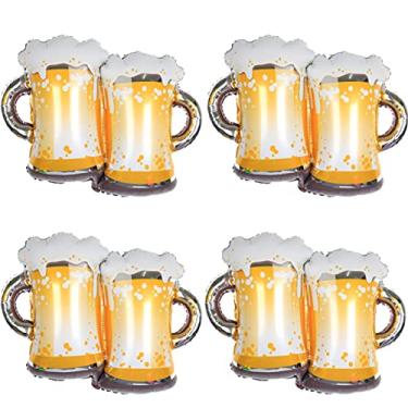 Imagem de Conjunto de 4 balões para copos de cerveja, decorações de festa de cerveja, balões para festa de aniversário, festa de aniversário, homens, cerveja, filme, alumínio de poliéster, balão de 99 cm