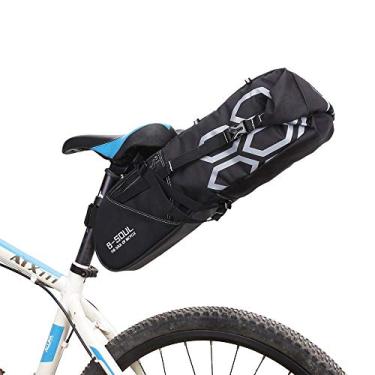 Imagem de Yajun Bolsa de sela de bicicleta impermeável 12L bolsa de assento de bicicleta de grande capacidade para ciclismo mochila traseira dobrável bolsa de bolso preta