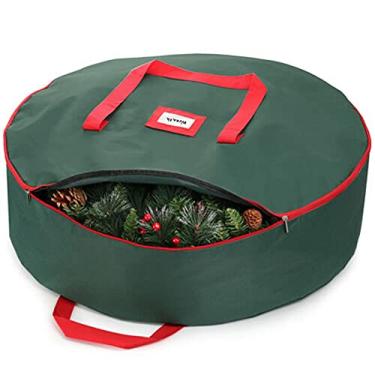 Imagem de Yajun Bolsa de armazenamento de guirlanda de natal Oxford recipiente impermeável para guirlanda protege sua guirlanda de férias de poeira, insetos e umidade, verde, 60 * 18 cm