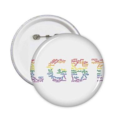 Imagem de LGBT Rainbow Wordcloud Art Deco Presente Moderno Broche Emblema Botão Decoração 5 peças
