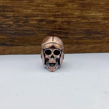 Imagem de Pingente de contas de cordão de cabeça de caveira de piloto de latão, joias de paracord DIY, acessórios de ferramentas punk vintage EDC ao ar livre (latão roxo)