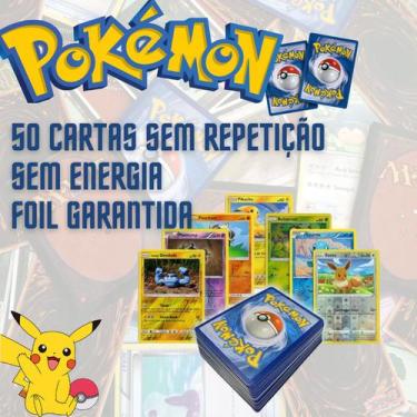 cartas pokemon, lote cartas pokemon, 50 cartinhas pokemon, tcg