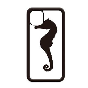 Imagem de Capa preta hipocampo Marine Life Outline para iPhone 12 Pro Max para Apple Mini Mobile Case Shell