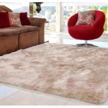 Imagem de Tapete Macio Felpudo Marrom Claro Mesclado 1,50 X 1,00M