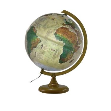 Imagem de Globo Terrestre Político 30Cm Histórico Led Branco Base Ouro