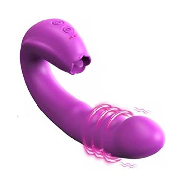 Imagem de Vibrador Feminino Masturbador do Ponto G e Clitóris Com Cabeça de Rotação & Língua Lambendo Estimulador Sexual