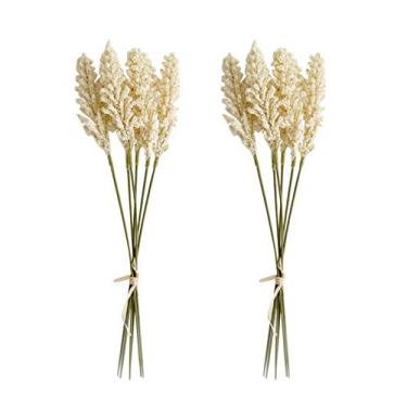 Imagem de Amosfun 2 buquês artificial de trigo natural seco trigo decoração de trigo artificial flor falsa plantas artificiais para decoração de casa casamento artesanato DIY
