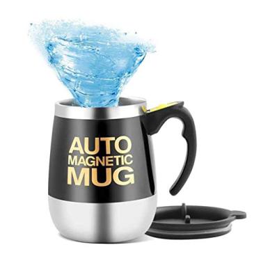 Imagem de Mengshen Caneca auto-agita??o xícara de café/mistura magnética automática chá chocolate quente proteína de cacau 400 ml, A006M preto